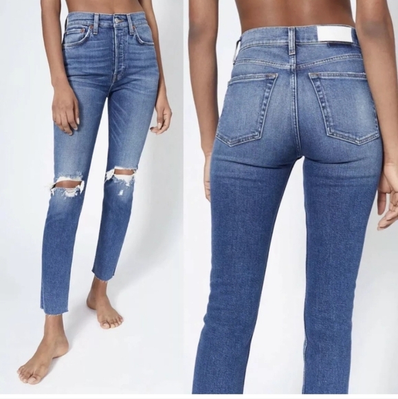 REDONE Ankle Crop Jeans Dusk Destroy Button Fly Womens Size 26 (2) - Picture 6 of 15